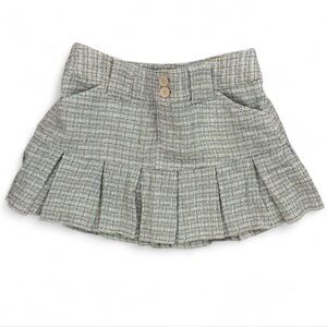 Y2K Vintage Aeropostale Pleated Blue Green Tweed Mini Skirt Size 5/6